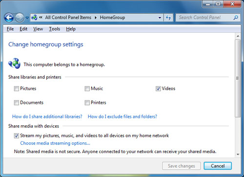 Windows 7 HomeGroup