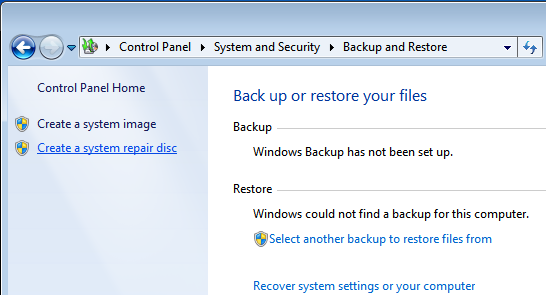 Windows 7 System Repair Disc