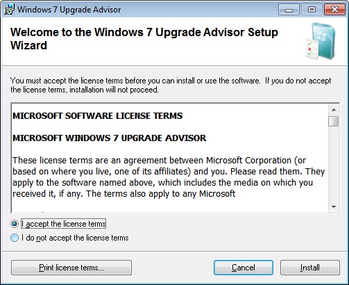 Windows 7 Upgrade Advisor Install