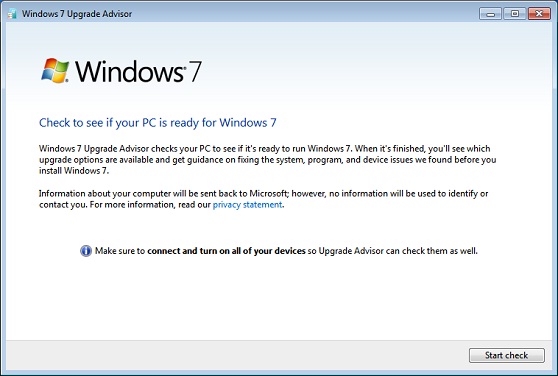 Windows 7 Upgrade Advisor Scan