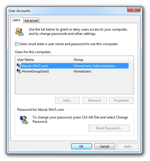 Windows 7 Auto Login