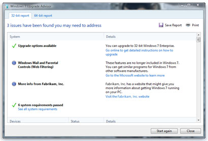 Upgrade Vista to Windows 7 Advisor Tool